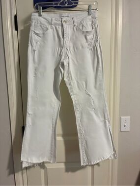 Flying Monkey White Distressed Flare Jeans